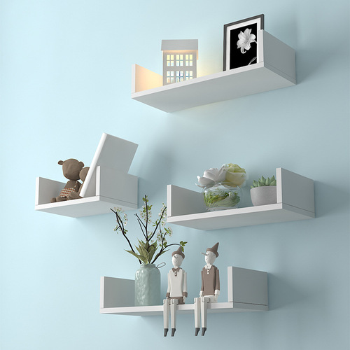 Modern Minimalist Wall Bookshelf Shelf U-shaped Dividers Living Room Bedroom Wall Decor Shelf Creative Wall Mount
