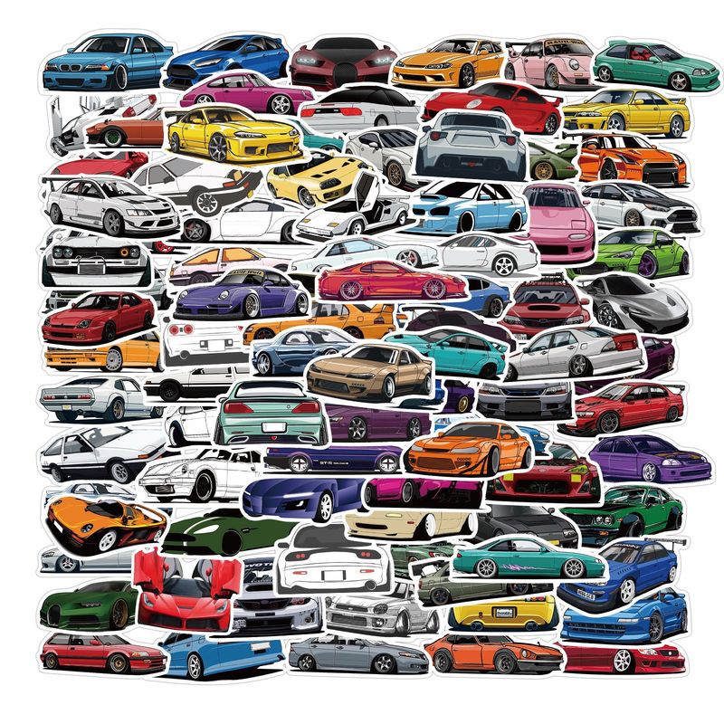 100 Cartoon Jdm Car Graffiti Stickers to Decorate Motorcycle Luggage Waterproof Stickers for Export Available for Wholesale