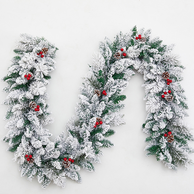 2.7 Arroz de lujo criptografado caña floquete nieve rociado decoración de Navidad hotel centro comercial escalera pasamanos decoración