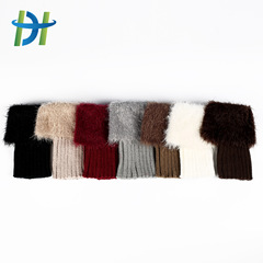 Leather-feather sock slip-knit leg solid grass warm fashionable direct sale turnover new hair boots autumn and winter yarn cover