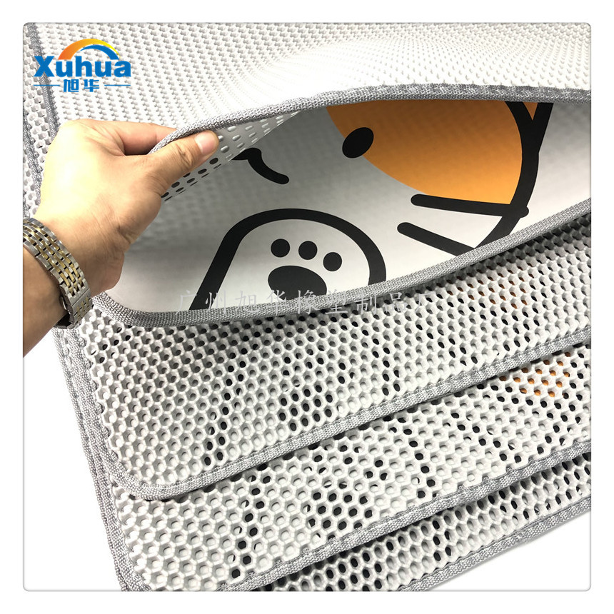 Xuhua wholesale printable folding sand leakage mat pet cleaning mat double EVA composite molding cat litter box mat