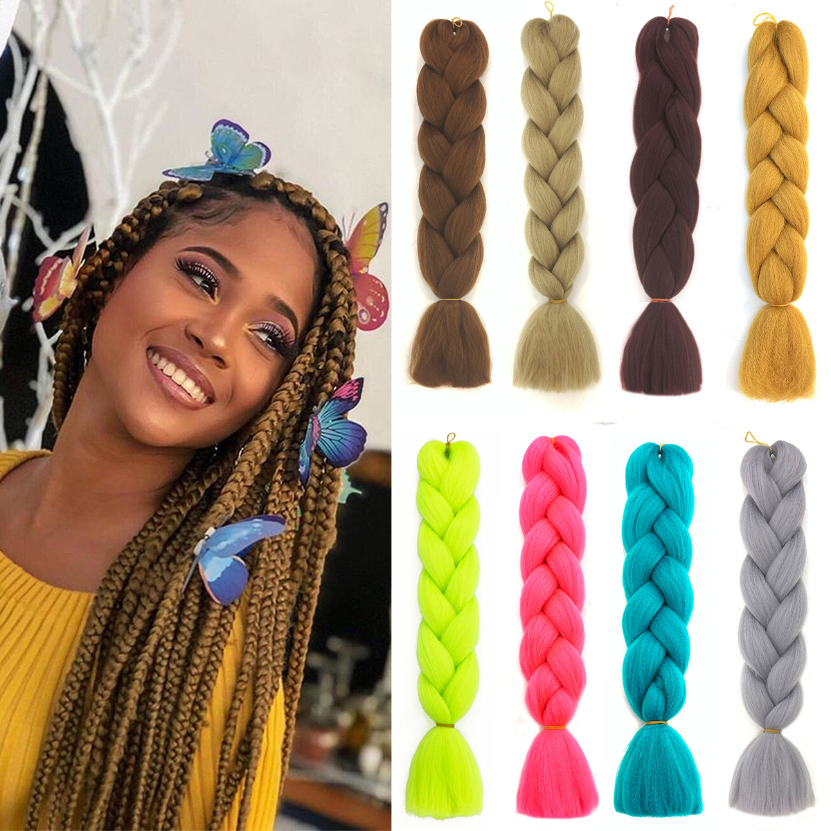 Trenzas negras africanas fibra química gran trenza peluca cabello largo trenza cabello trenza trenza cabello trenza sucia trenza sólida