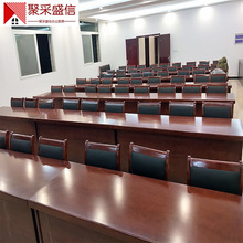 条桌简约会议桌椅组合培训桌实木长条木皮桌油漆条形双人课桌