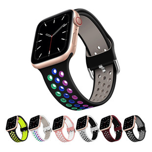 Suitable for Apple watch Two-color Rainbow Silicone Sports watch with watch Deduction
