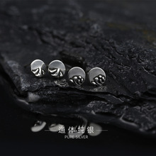 榕树下S925纯银山盟耳钉小众设计复古做旧气质宫廷耳饰时尚中国风