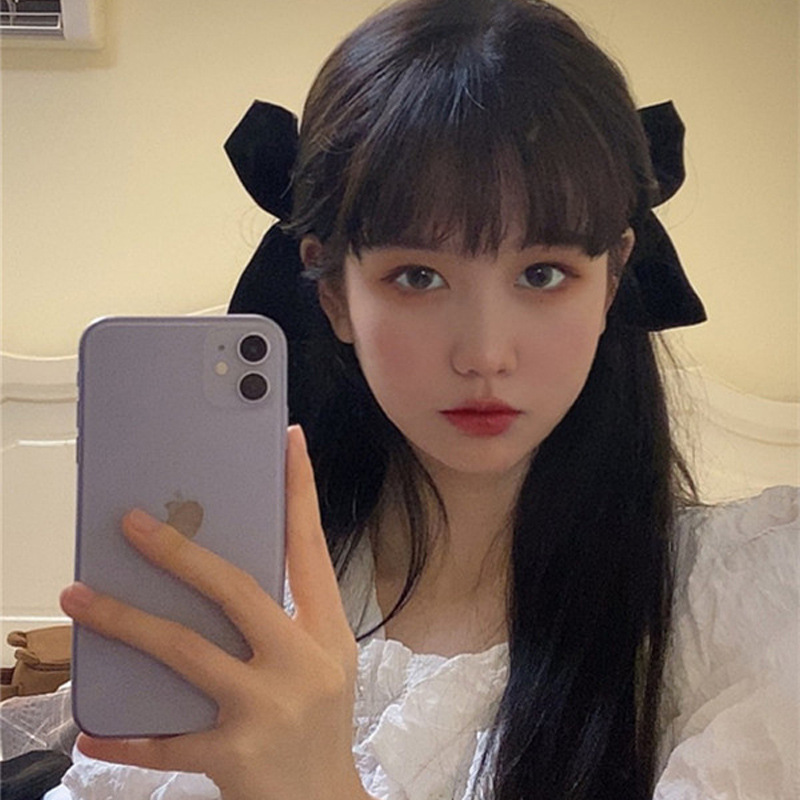 Jisoo Kim Ji-soo Same Black Velvet Bow Hairpin Side Clip South Korea Super Fairy Girl Hairpin Headwear Women