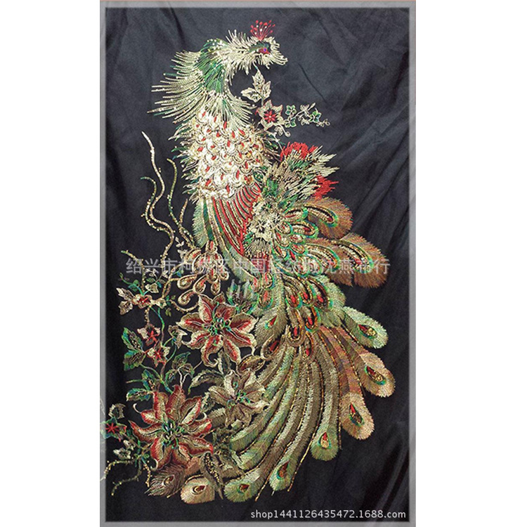 亮片绣花经典80CM大凤时尚舞台服婚庆旗袍舞台民族服装刺绣布贴