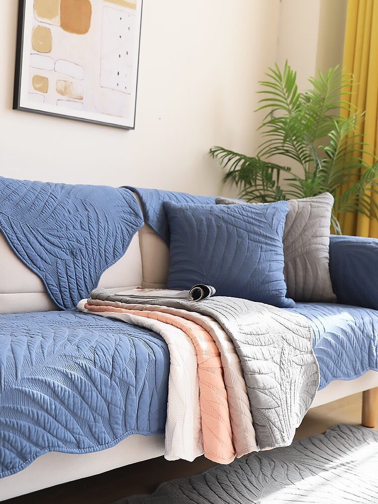 Cross-border Embroidery Sofa Cushion Cotton Four Seasons Fabric Summer Cushion Modern Universal Sofa Cover Backrest Anti-slip