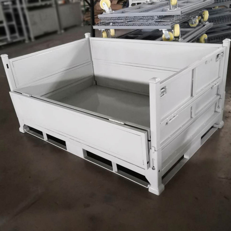 折叠周转箱  江苏铁板箱厂家直供可堆垛汽配料箱