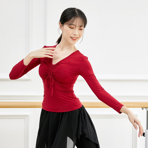 Change to slim V-neck women's spring and summer yoga Latin dance clothes Modal classical modern dance practice clothes