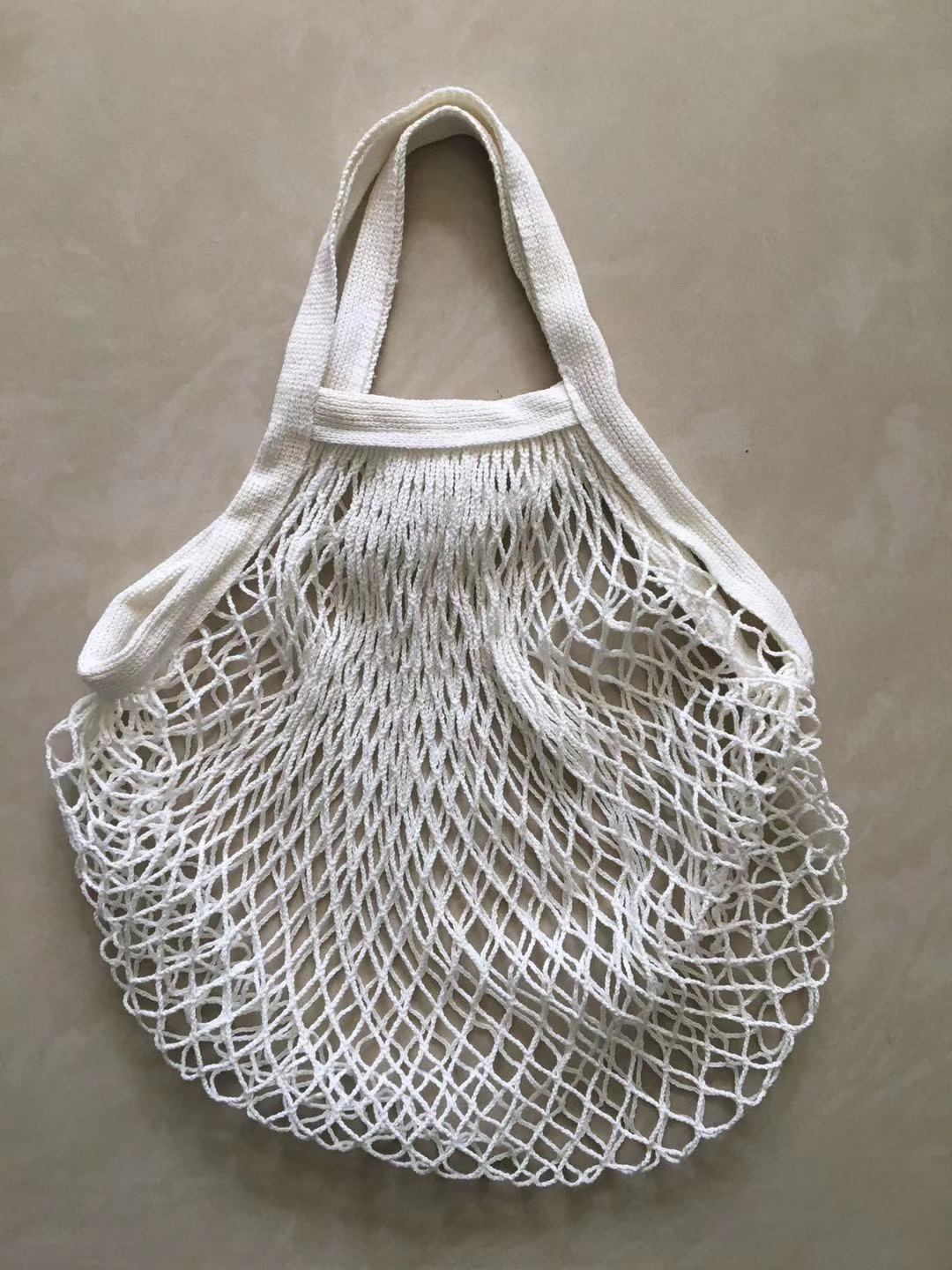 두꺼운 짧은 손잡이 흰색; 망사 주머니