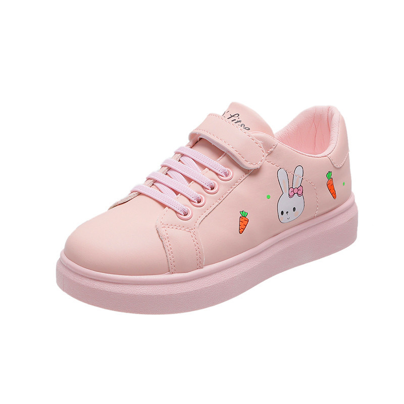 Zapatos de niña 2021 Nueva moda Zapatillas de deporte de primavera y otoño de moda para niños medianos y grandes zapatillas de deporte inferiores suaves zapatos blancos para niños moda