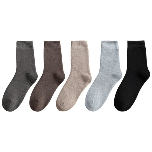 Socks for women in autumn and winter, Korean style mid-tube thickened plus velvet warm towel terry socks, winter women's confinement sleeping socks