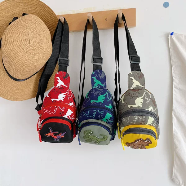 Foreign Trade Kidsren's Chest Bag for Boys and Girls Korean Style Small Crossbody Bag Kids Dinosaur Fashion Cartoon Small Backpack Waist Bag Trendy