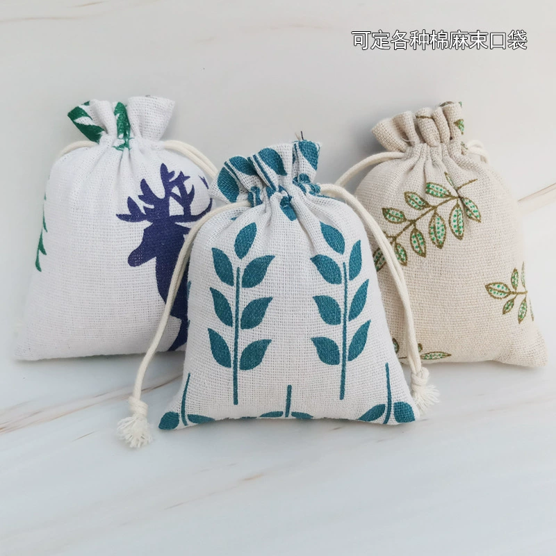 Huidimeng в наличии Сумка для игристого шнурка Вышитый бисером Лен Чай Рис Культура Игровая упаковка Маленькое Саше Сумка Для саше из пеньковой веревки