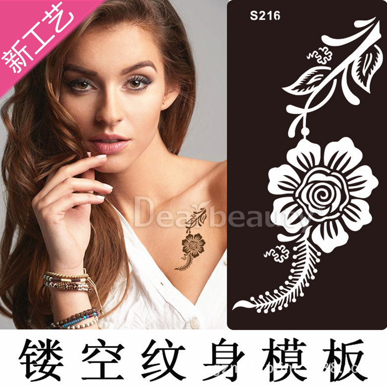 Cross-Border In-Stock Semi-Permanent Long-Lasting Henna Hollow-Out Tattoo Template Tattoo Sticker Template Southeast Asian Style