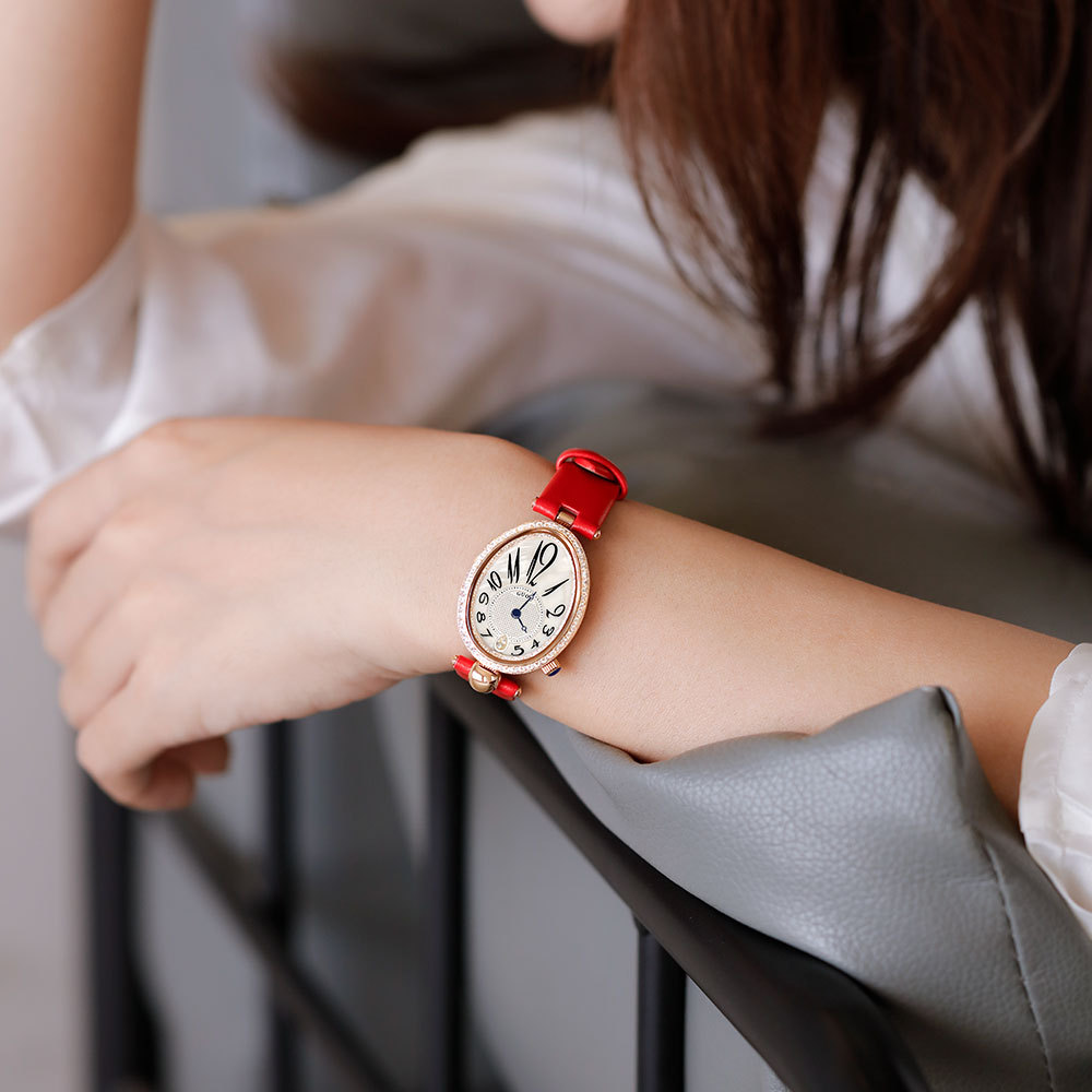 古欧2020新型ファッション気質水滴型文字板トレンドにドリルレディース腕時計防水石英女性時計