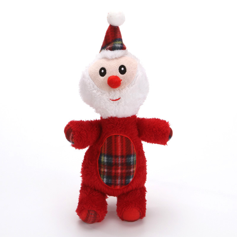 Amazon Venta caliente mascota de peluche de sonido de juguete de Navidad traje de juguete resistente a las mordeduras de gato y perro de juguete