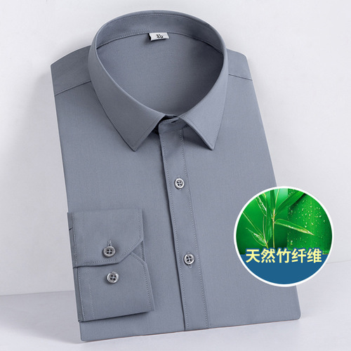Spring and Autumn Business Shirt Workwear Bamboo Fiber Long-Sleeve White Shirt Unisex Office Top Male Autumn