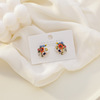 Goods, enamel, fashionable earrings, Korean style, silver 925 sample, french style, flowered