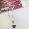 Retro organic blue necklace from pearl, European style