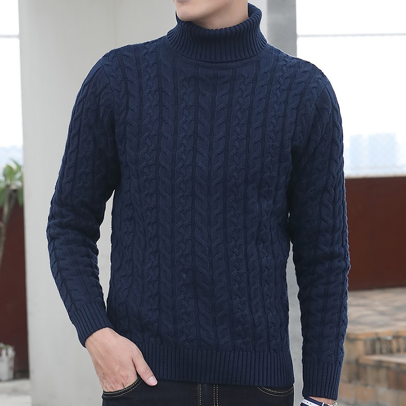 [Clearance] Winter Sweater Men's Turtleneck Korean Solid Color Turtleneck Sweater Men's Casual Long Sleeve Thickened Sweater