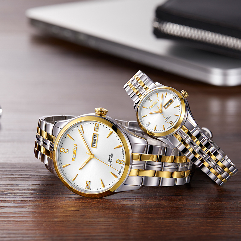 Louston Genuine Watch Men's Automatic Mechanical Men's Watch Calendar Waterproof Business Couple's Women's Watch 2166