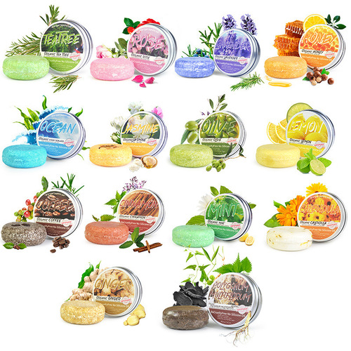 Foreign trade cross-border English packaging ginger shampoo bar, He Shou Wu plant essential oil soap, hair washing soap, oil removing, black hair soap