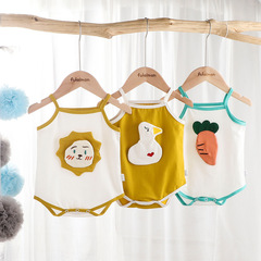 Baby and Toddler Social Media Star Strappy Tank Top Summer Cartoon Animal 3D Pampers Onesie for Boys and Girls Triangular Romper