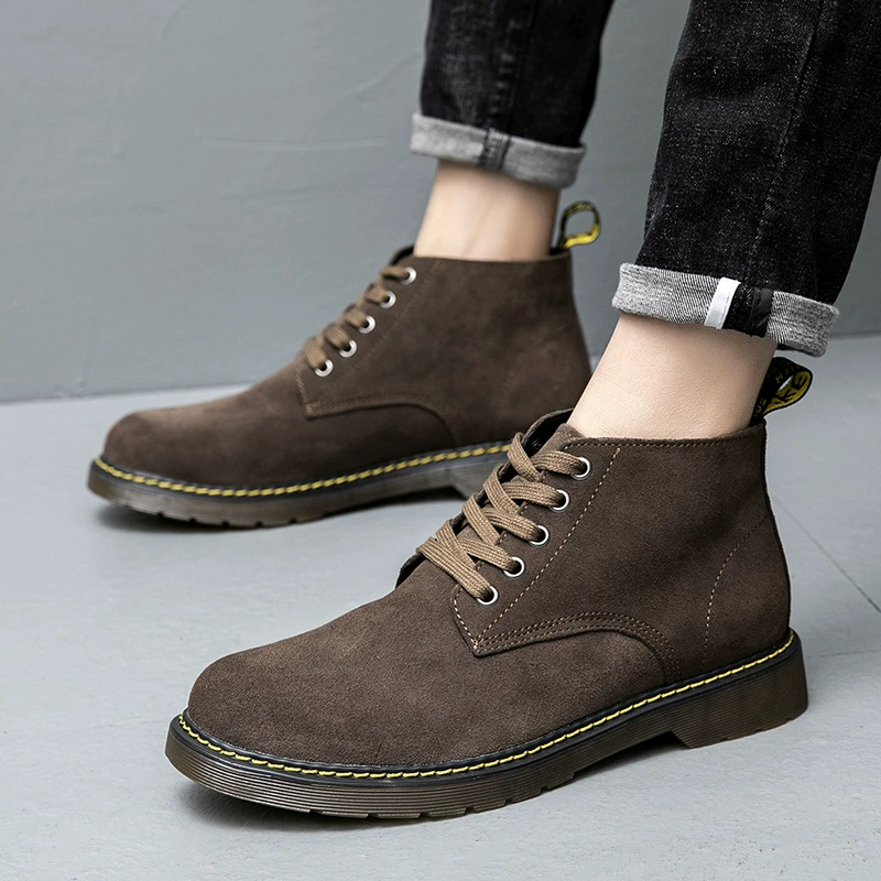 BUFFNY Весна-Осень Новые локомотивные высокие сапоги из воловьей кожи модная мужская обувь трендовые удобные ботинки Martin на шнуровке мужские 836