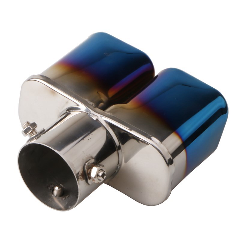 Tubo de escape de la garganta de la cola del coche doble salida un minuto dos doble fila una salida dos garganta de la cola cuadrado de la garganta de la cola cuadrado boca de la cola de la hornada Azul