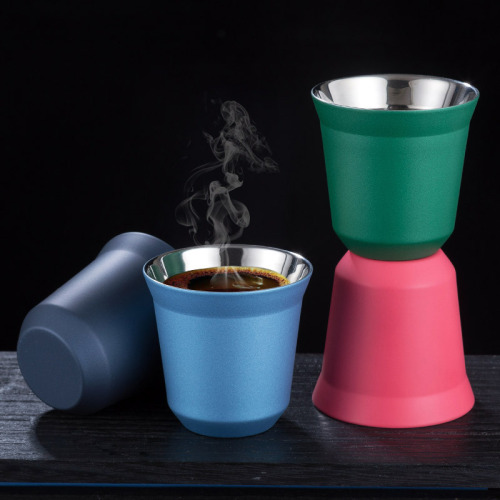 Hot Selling Italian Coffee Cup Double Wall Stainless Steel Color 304 Insulated 80ML Children's Cup [New Product]