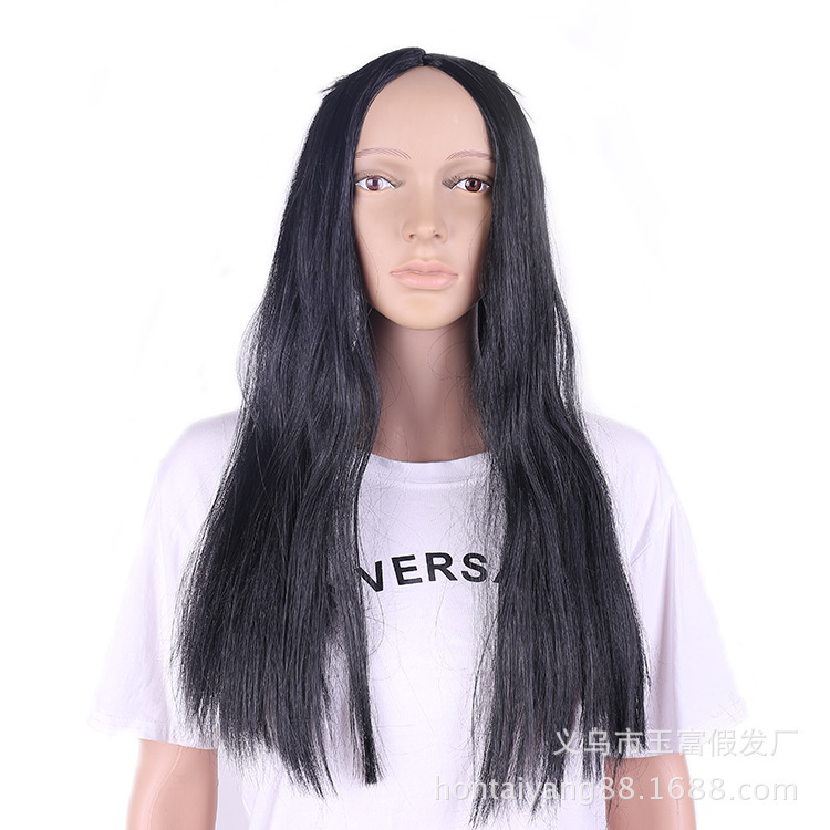 Factory direct witch wig Liu Huan black long straight hair prop Su Qier Halloween Sadako black hair