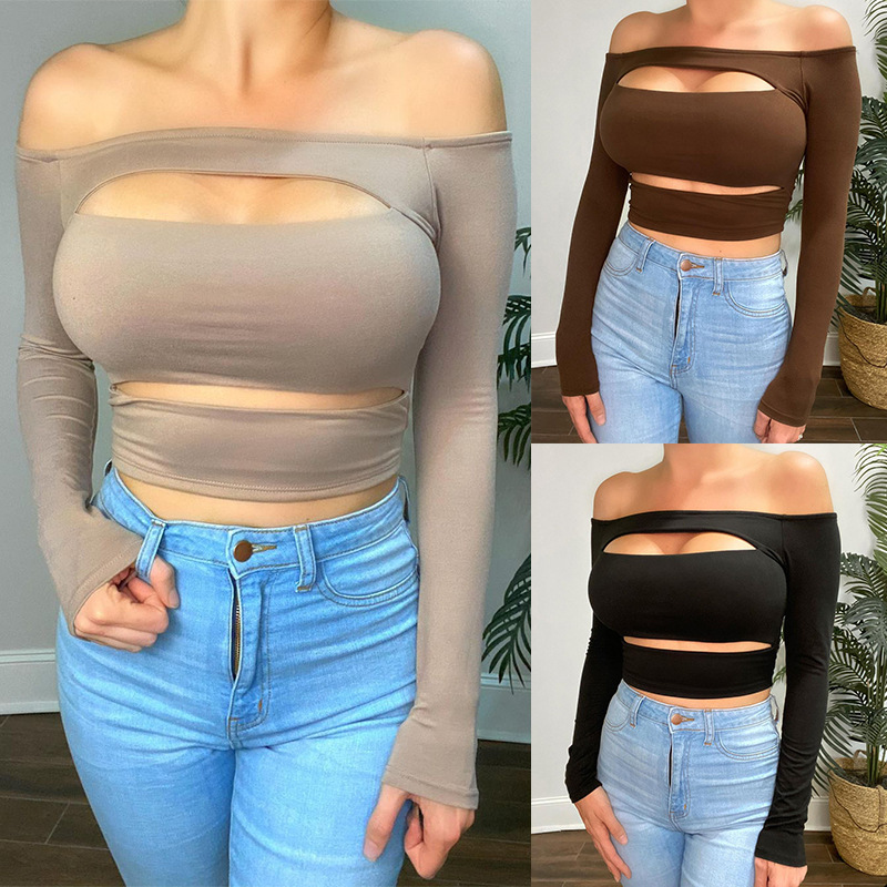 Ln311 In-Stock Cross-Border 2025 Spring/Summer New Off-Shoulder Sexy Tight-Fitting Solid Color Base Shirt Long-Sleeve T-Shirt Ln311 In-Stock Cross-Border 2025 Spring/Summer New Off-Shoulder Sexy Tight-Fitting Solid Color Base Shirt Long-Sleeve T-Shirt