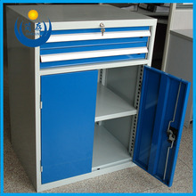 717*572双抽工位桌 镀锌抽屉分隔片工具柜 可调层板双开门置物柜