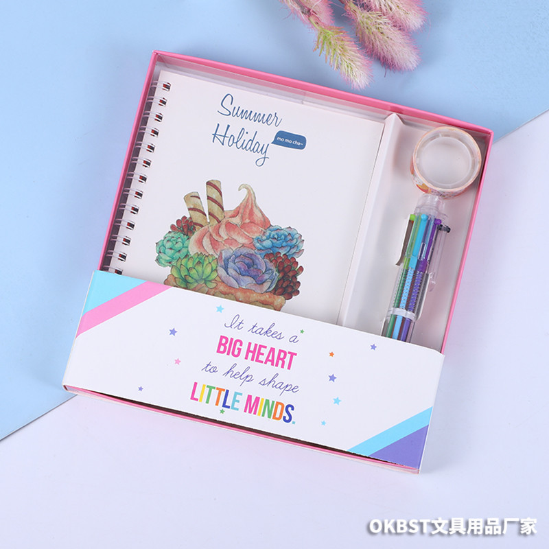 Coreano de dibujos animados cactus estudiante creativo color bolígrafo cinta diario libreta libro mano regalo traje