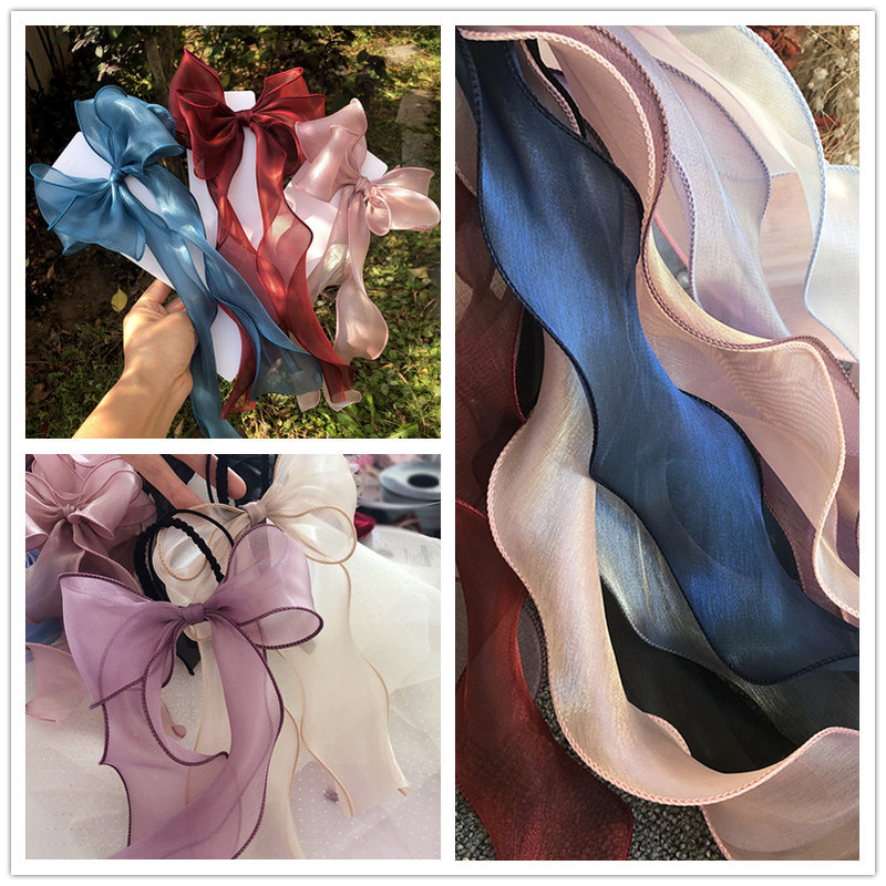 Yiwu Accessories Wavy Edge Strips Korean Pearlescent Yarn DIY Handmade Bow Accessories Jewelry Ribbon