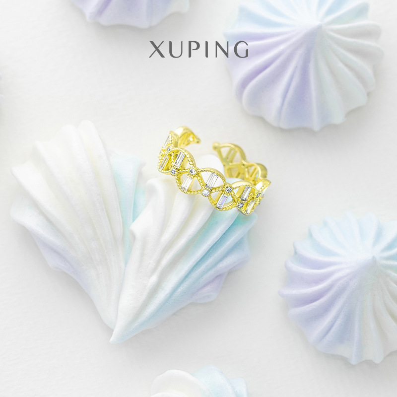 Xuping joyería de moda elegante hueco abierto anillo ajustable estilo coreano ins anillo de diseño femenino sentido nicho