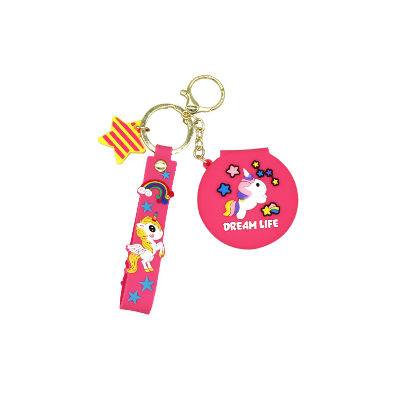 Nuevo espejo redondo pequeño portátil de dibujos animados lindo corazón de niña espejo de maquillaje plegable dormitorio vestidor espejo venta directa de fábrica