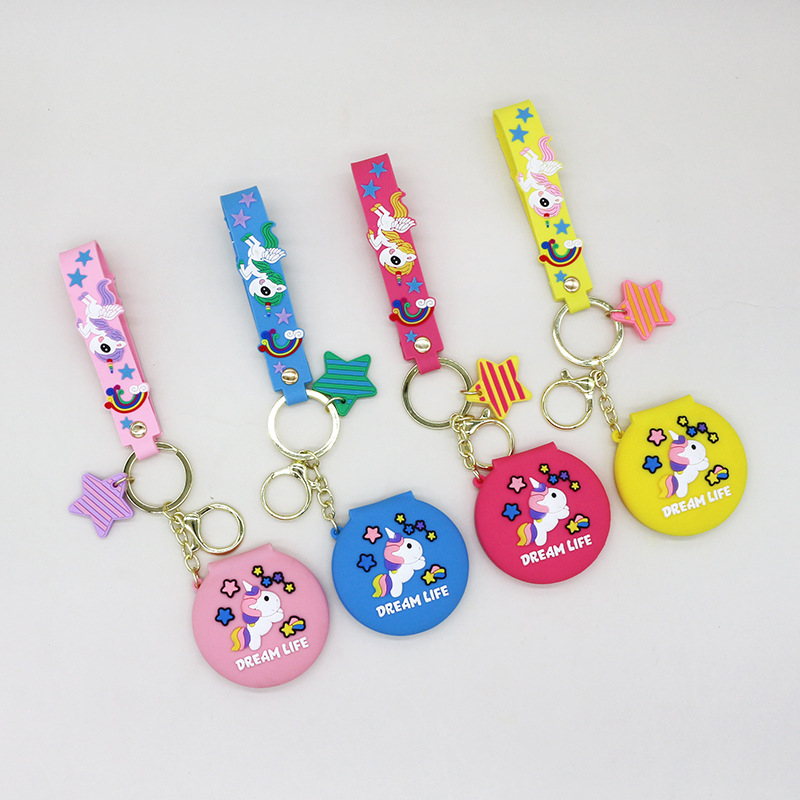 Nuevo espejo redondo pequeño portátil de dibujos animados lindo corazón de niña espejo de maquillaje plegable dormitorio vestidor espejo venta directa de fábrica