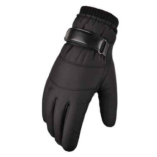 Down cotton warm gloves for men in autumn and winter plus velvet and thickened motorcycle outdoor riding ski tram cold-proof gloves