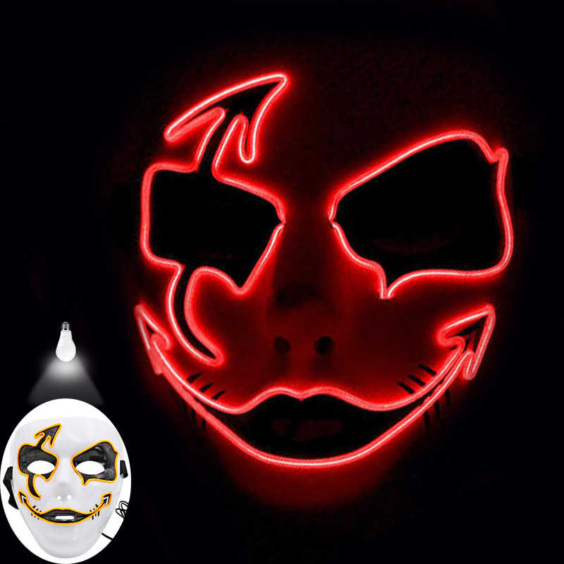 Halloween fantasma cara máscara el luz fría máscara luminosa máscara que fluye luz fantasma danza hip hop máscara nuevo