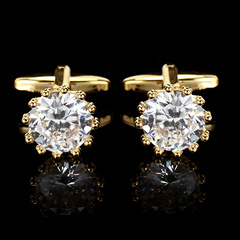 Crystal Cufflinks Silver Crown Austrian French Round Micro-set Luxurious Cufflinks Wholesale Manufacturer Direct Sale