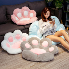 Cute Paw Bear Fleece Padded Seat Cushion for Autumn/Winter Students, Thick and Warm Cat Footprint Chair Pad for Bedroom Floor Mat
