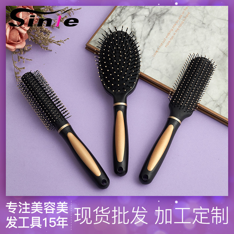 Oro elegante cojín de aire peine mujer traje de plástico bolsa de aire peine rizador de pelo peine costilla del cuero cabelludo peine masaje