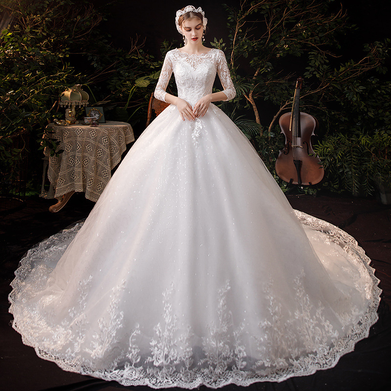 Vestido de Novia Principal 2025, Nuevo Estilo Elegante, Estilo Bosque, Súper Romántico, Estilo Francés, con Cola, Simple, Estilizador, TD69