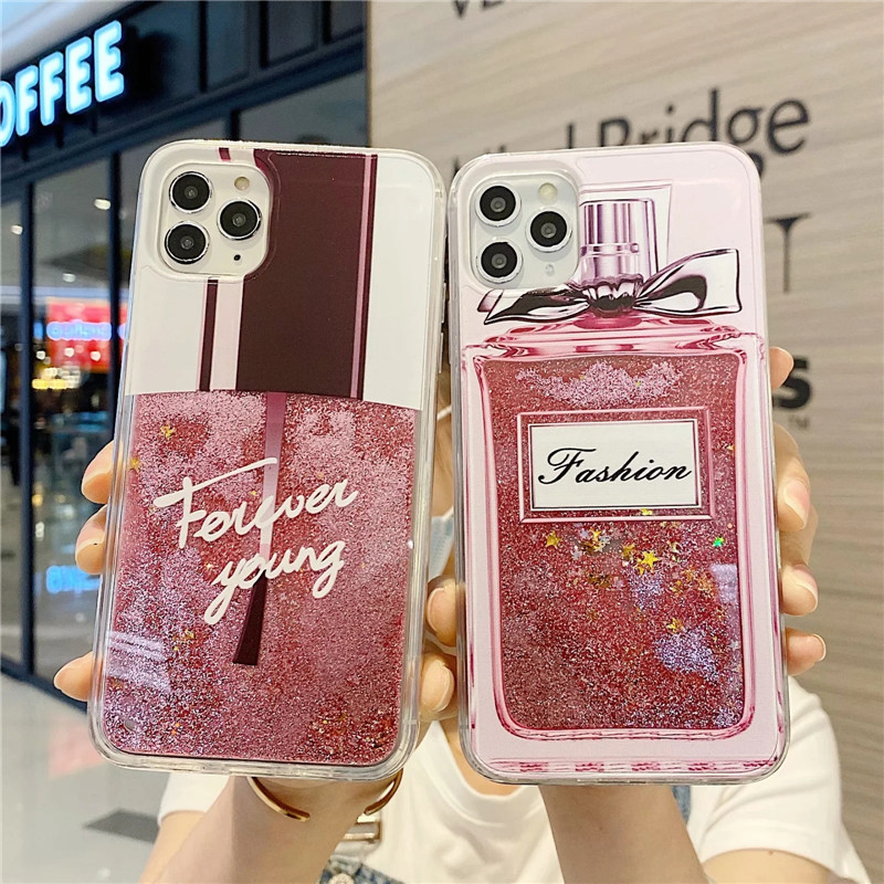 Applicable to iPhone 15Pro phone case Apple 14 perfume Ice cream quicksand shell 13 Beverage bottle nail polish_voghion.com