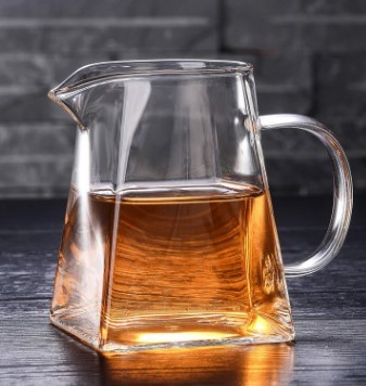 Tetera cuadrada de vidrio grueso con filtro de acero inoxidable resistente al calor, para té de flores/infusión, venta al por mayor de fábrica