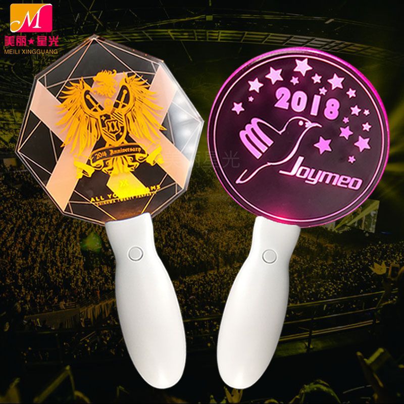 Creativo nuevo estilo led luz de mano luminosa de acrílico concierto estrella soporte de acrílico fabricante de varillas luminosas