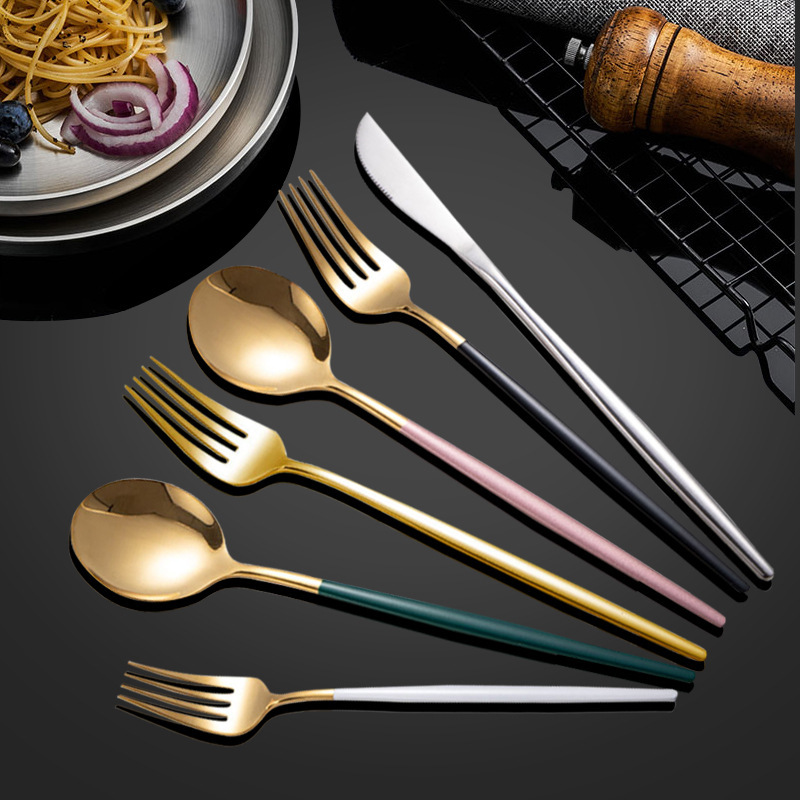 Stainless Steel Tableware Set Portuguese Knife and Fork Internet Popular European Style Hotel Western Steak Knife Dessert Spoon Spoon Stainless Steel Tableware Set Portuguese Knife and Fork Internet Popular European Style Hotel Western Steak Knife Dessert Spoon Spoon